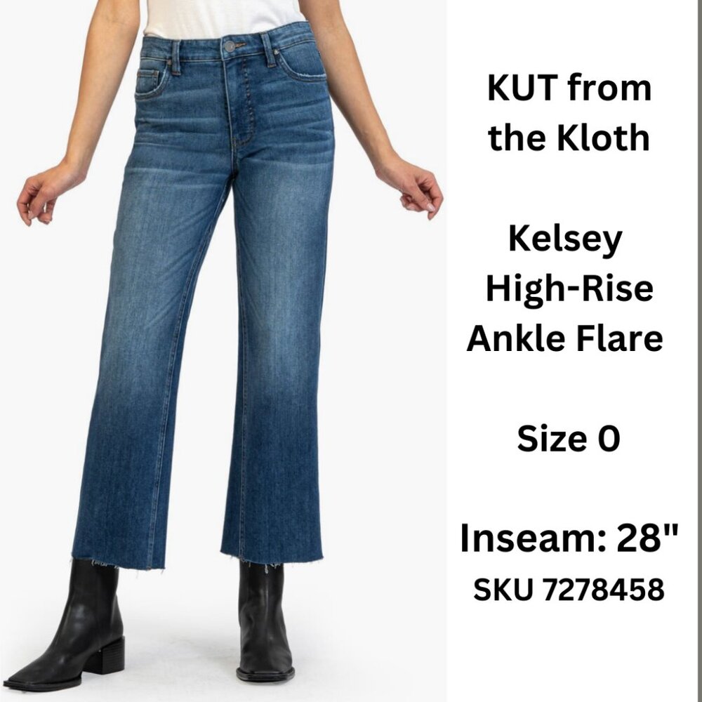 Kelsey Fab Ab High Waist Raw Hem Ankle Flare Jeans KUT from the Kloth